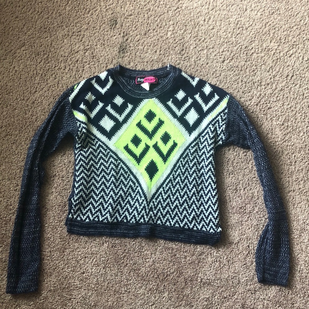Navy and lime cropped sweater